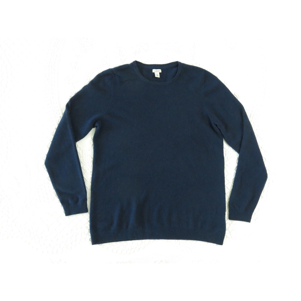 LL Bean Womens XL Navy Blue 100% Cashmere Crewneck Sweater